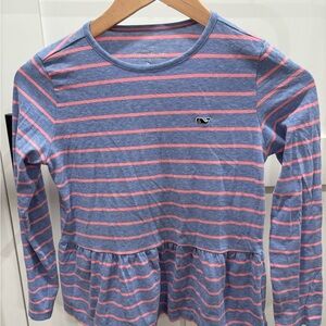 Vineyard Vines Girl’s Blue and Pink Striped Shirt